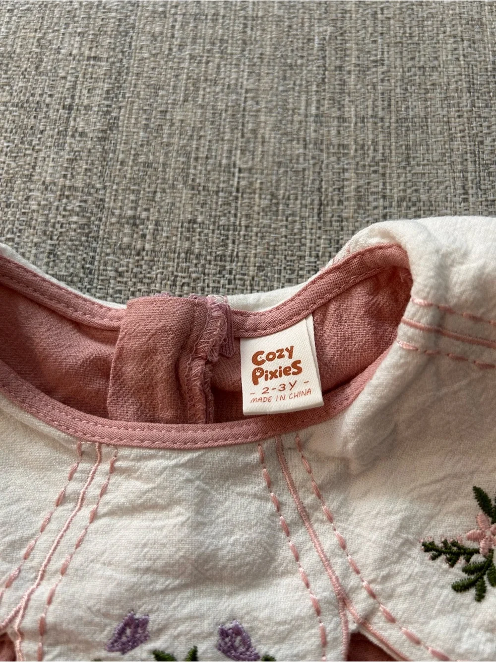 Cozy Pixies Pink Embroidered Collar Casual Dress Size 2/3. NWT